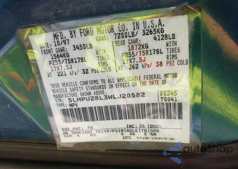 1998 Lincoln Navigator z USA, uszkodzony, nr VIN 5LMPU28L3WLJ20582